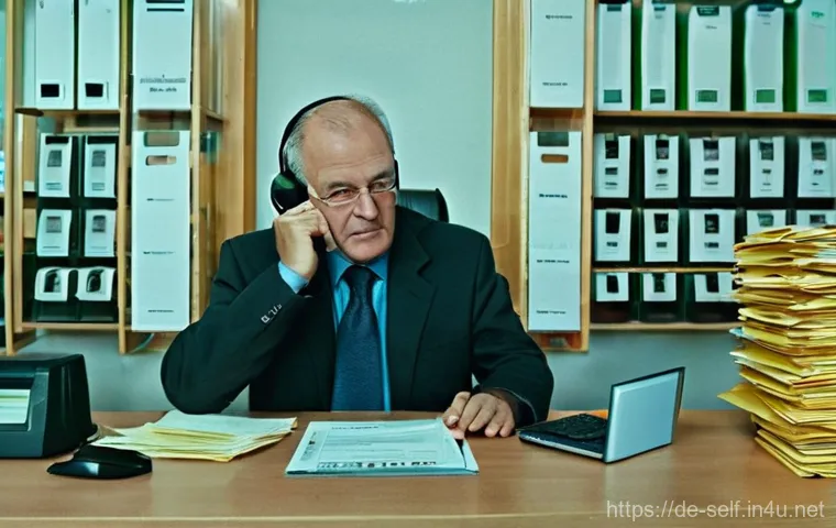 자치행정사 고용 상황 - **Prompt: The Overwhelmed Municipal Worker in a German Rathaus**
    An immersive, wide-angle shot o...